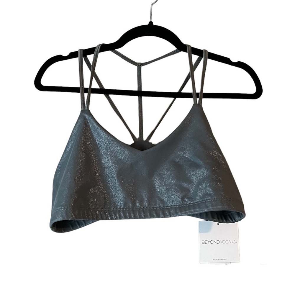 Beyond Yoga Twinkle Gunmetal Sports Bra Size X Large NWT Criss Cross Back New